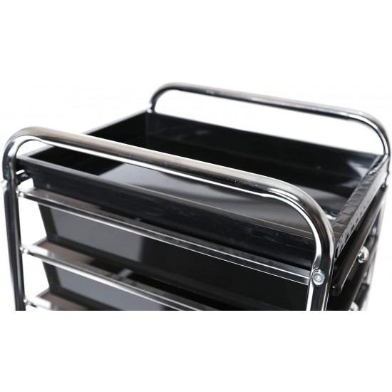 Seville Classics 10-Drawer Multipurpose Mobile Rolling Utility Storage Organizer with Tray Cart, Translucent Black