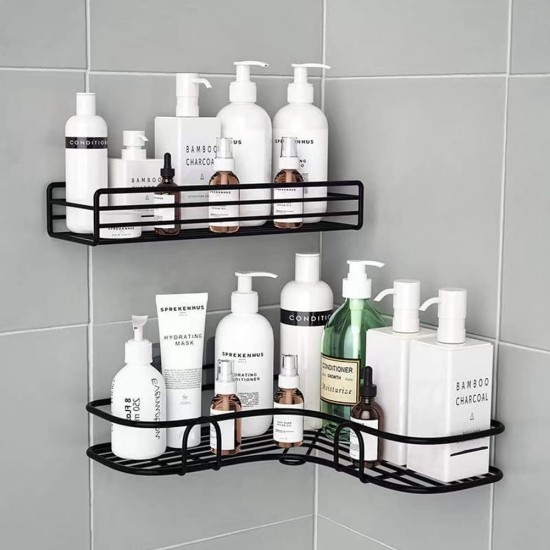 WHNING Shower Caddy, 2 Pack Corner Shower Caddy,Bathroom Storage Organizer,Wall Mounted Shower Organizer with Adhesive,Shower Shelf for Toilet, Dorm and Kitchen (Matte Black)