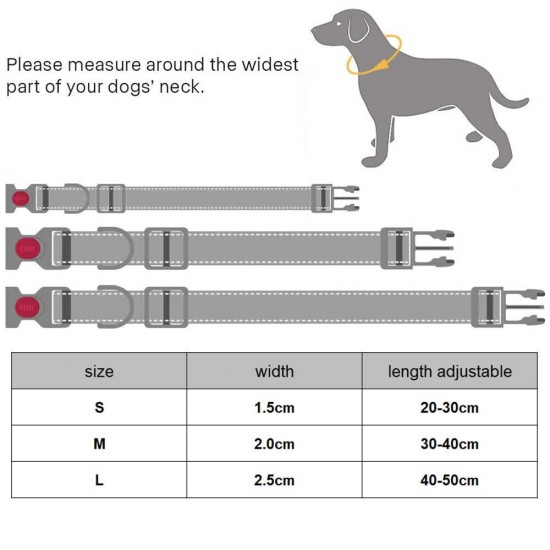 Adjustable Dog Collar Comfortable Soft Foam Padded Reflective Nylon Dog Collar with Double D Rings for Small Medium Large Dogs