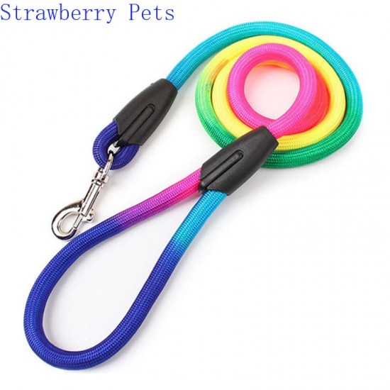 Durable Nylon Rainbow 1.2M Pet Dog Leash Walking Training Leash Cats Dogs Harness Collar Leashes Strap Belt Rope