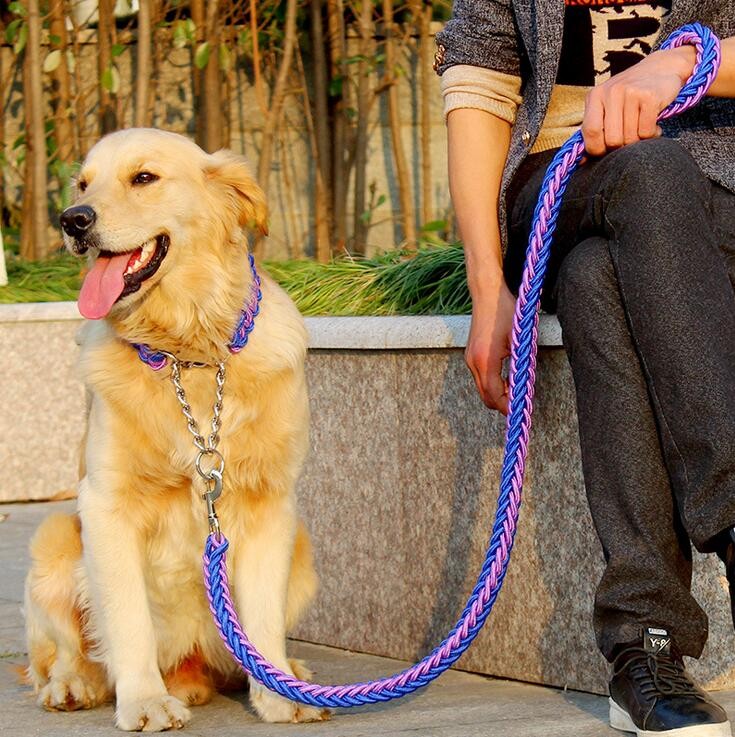 Double-Strand-Rope-Large-Dog-Leashes-Metal-P-Chain-Buckle-National-Color-Pet-Traction-Rope-Collar-Set-For-Big-Dogs-12m-Length-8